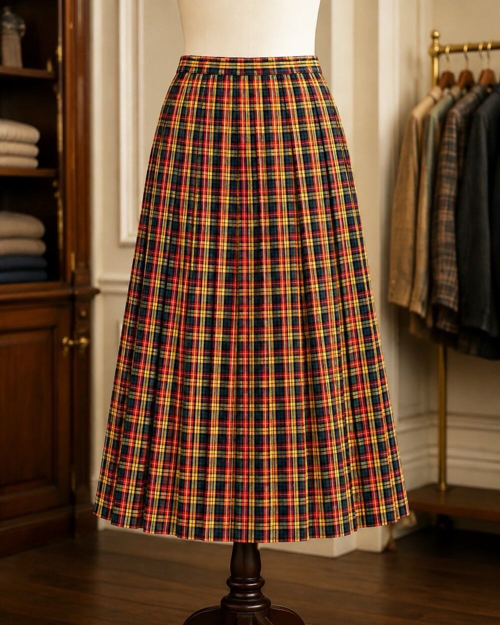 Vintage Susan Bristol Wool Maxi Skirt 6 Royal Plaid Country Cottagecore Picnic